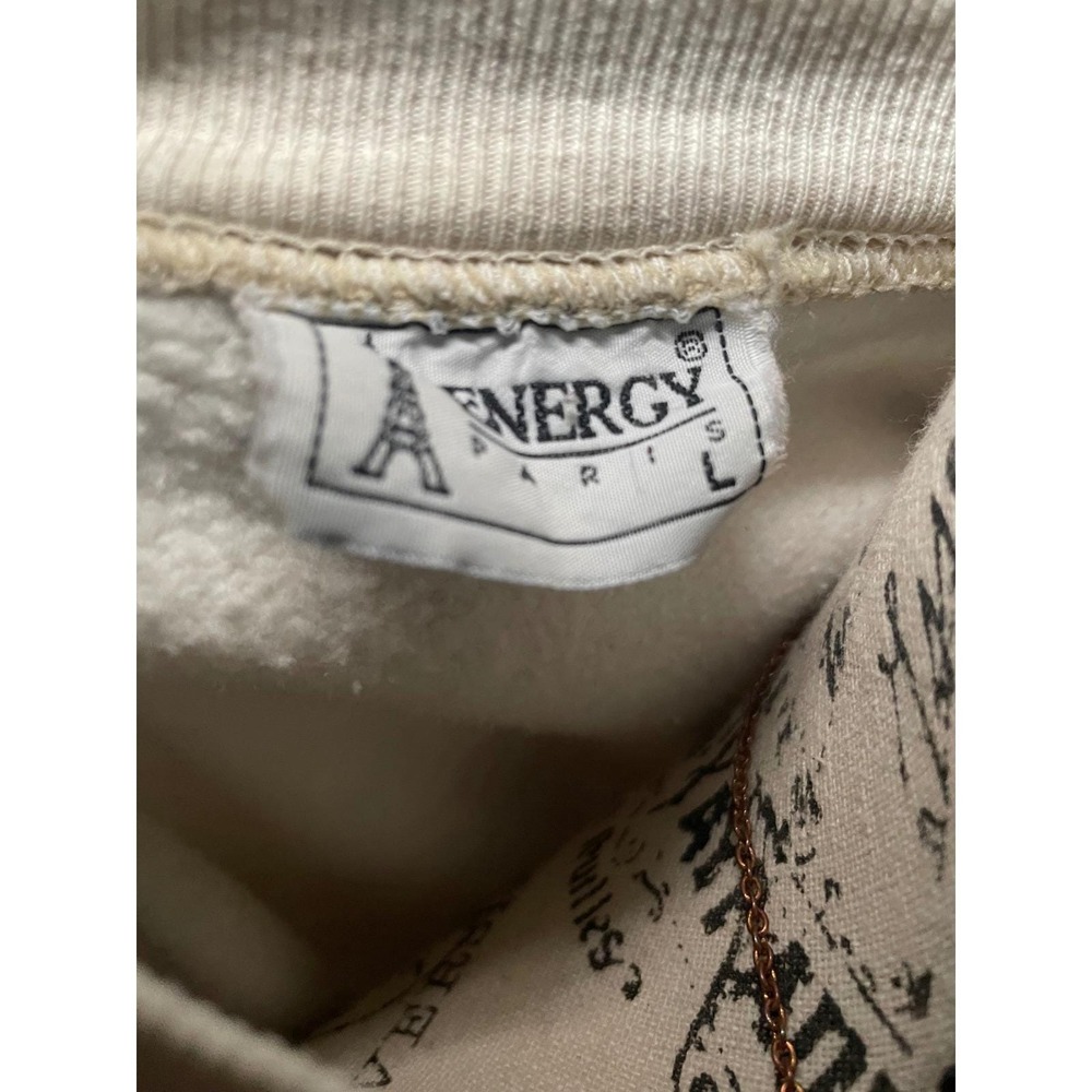Vintage Energy Paris France Embroidered Crewneck Sweatshirt Oatmeal Large - Picture 3 of 4